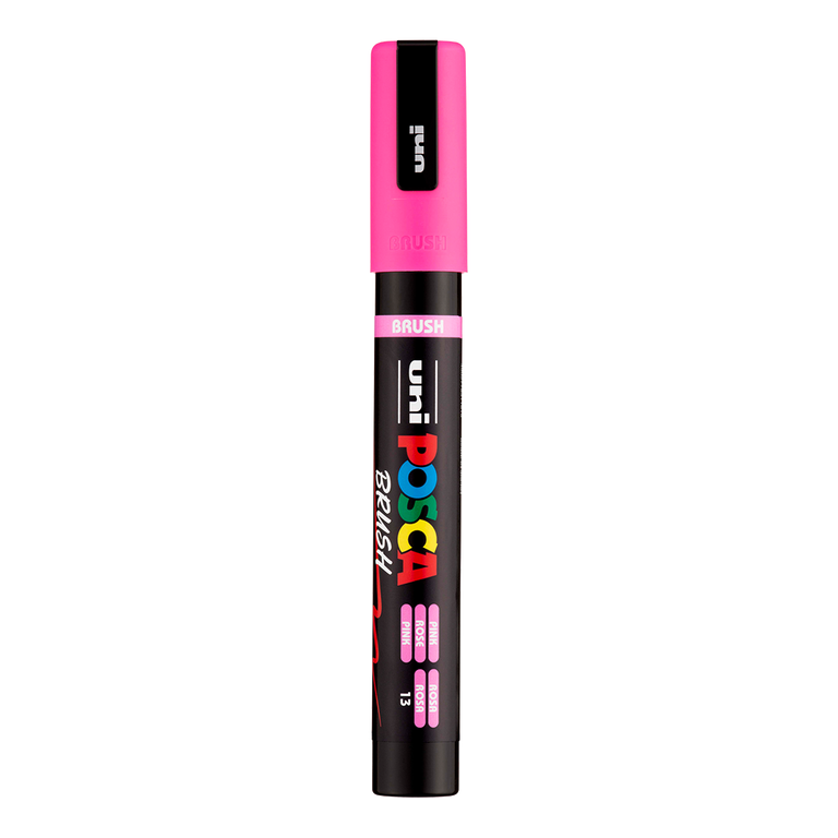 Akrylový popisovač POSCA se štětcovým hrotem PC-5BR, 1 - 4 mm, růžová