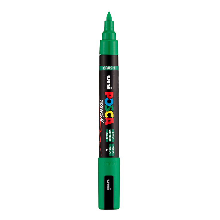Akrylový popisovač POSCA se štětcovým hrotem PC-5BR, 1 - 4 mm, zelená