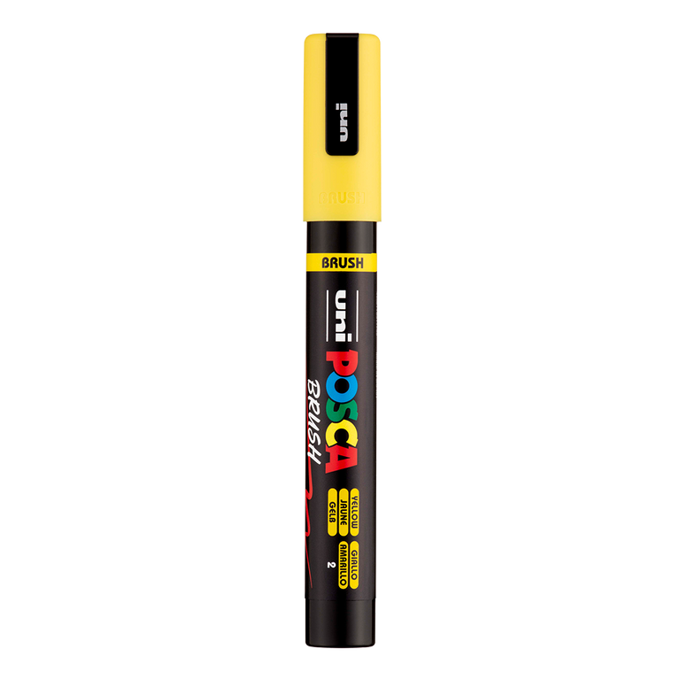 Akrylový popisovač POSCA se štětcovým hrotem PC-5BR, 1 - 4 mm, žlutá
