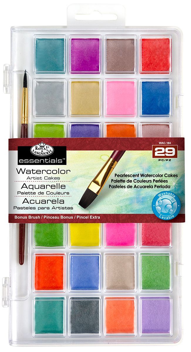 Akvarelové barvy perleťové, 28 ks + štětec
