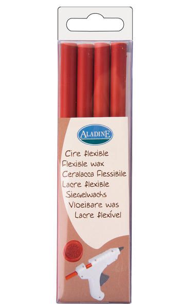 Aladine pružný pečetní vosk, 4 ks - červený