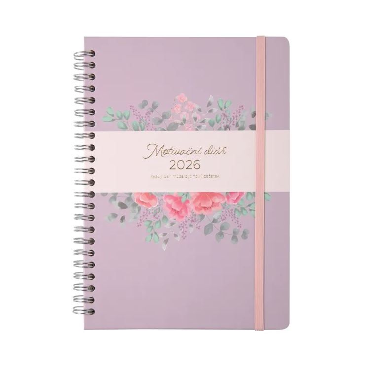 Albi Diář 2026 kroužkový A5 týdenní - fialový motivační