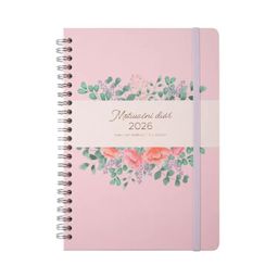 Obrázek produktu: Albi Diář 2026 kroužkový A5 týdenní - růžový motivační