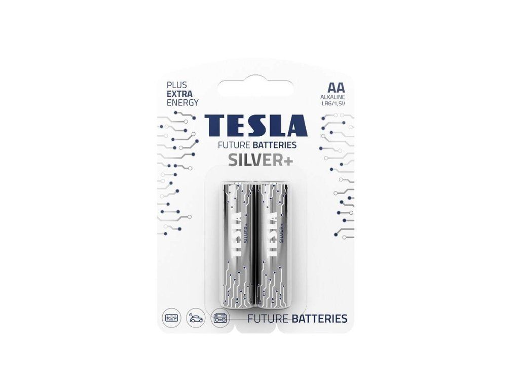 Alkalická tužková baterie AA Tesla SILVER+ 2 ks, blistr