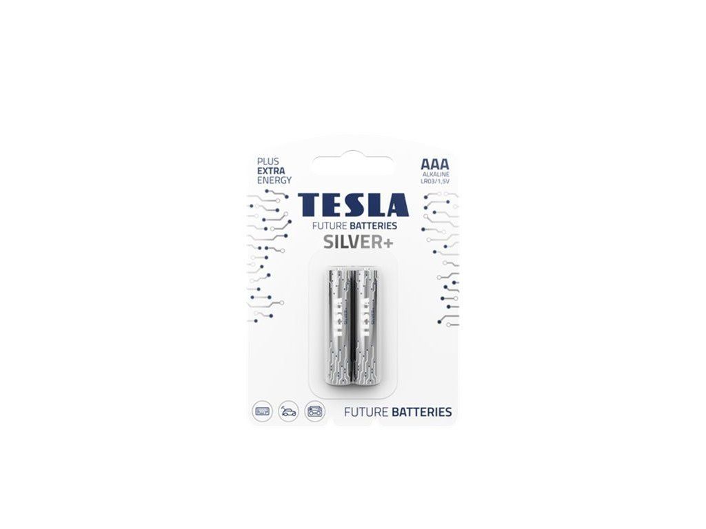 Alkalická tužková baterie AAA Tesla SILVER+ 2 ks, blistr