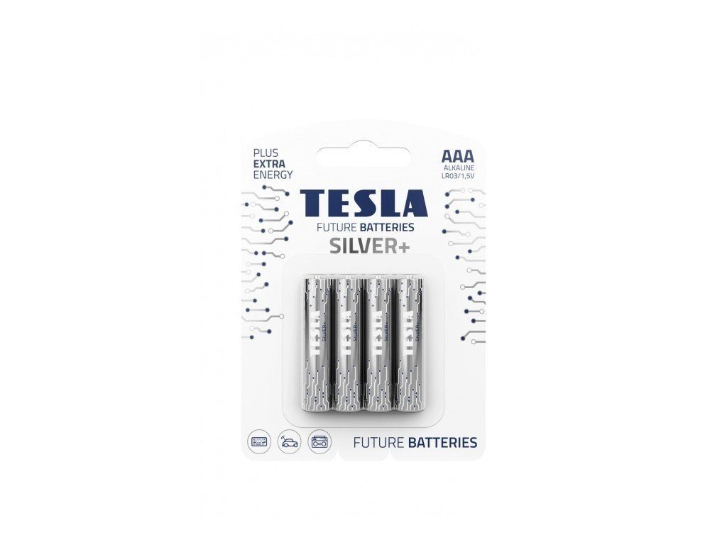 Alkalická tužková baterie AAA Tesla SILVER+ 4 ks, blistr
