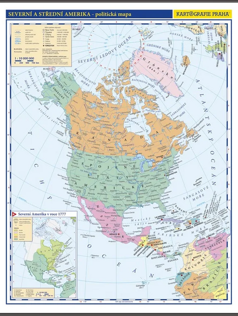 Obrázek produktu: Amerika - Severní a Střední -školní- politická - nástěnná mapa - 1:10 000 000