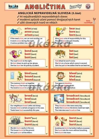 Anglická nepravidelná slovesa 3 - skládačka A5