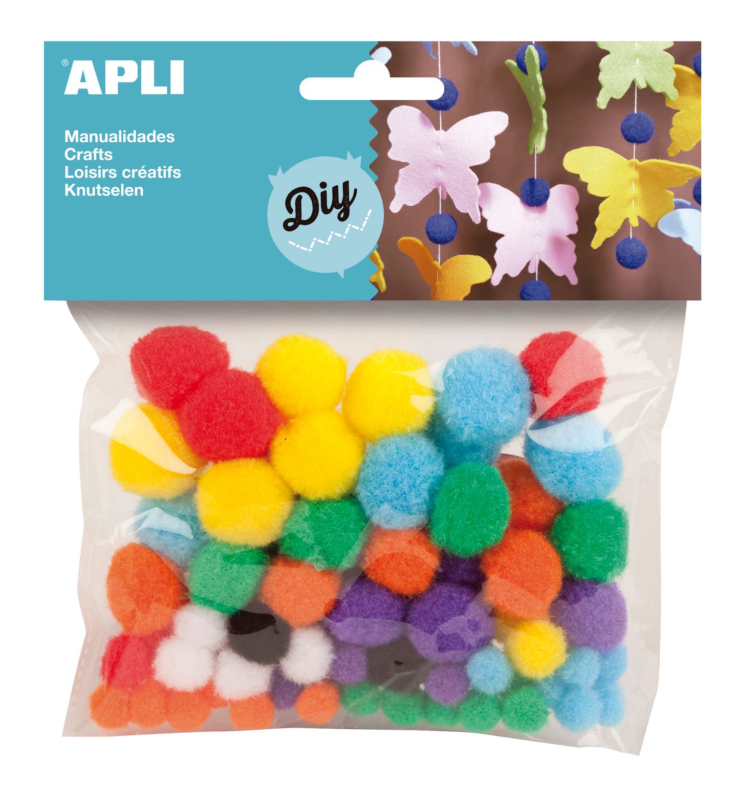 APLI Dekorativní Pom-pom kuličky 78 ks, barevný mix