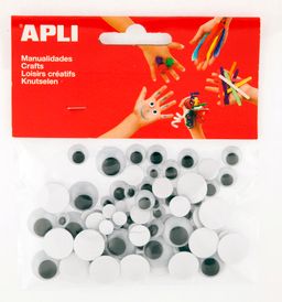 Obrázek produktu: APLI Pohyblivé oči - kulaté, samolepicí - černé - 100 ks