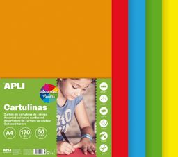 Obrázek produktu: APLI Sada barevných papírů, A4, 170 g, 50 listů, mix pestrých barev