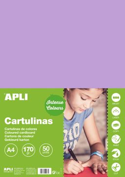 Obrázek produktu: APLI sada barevných papírů, A4, 170 g, fialový - 50 ks