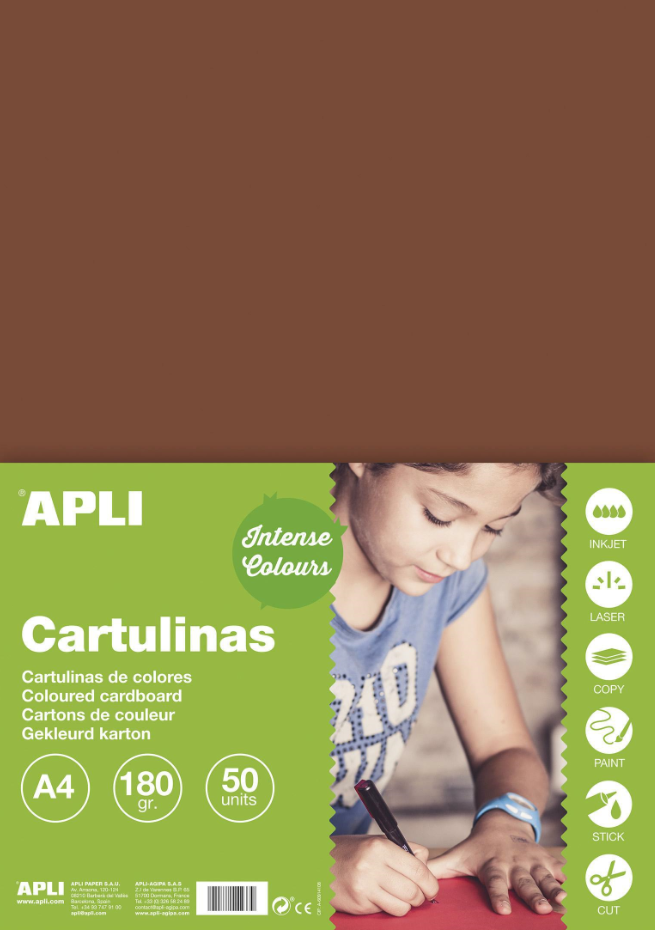 APLI sada barevných papírů, A4, 170 g, hnědý - 50 ks