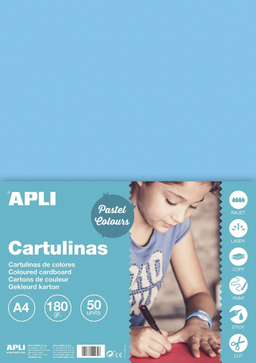 Obrázek produktu: APLI sada barevných papírů, A4, 170 g, světle modrý - 50 ks