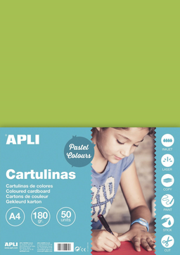 Obrázek produktu: APLI sada barevných papírů, A4, 170 g, světle zelený - 50 ks