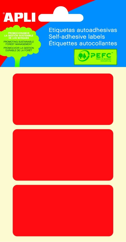 APLI Samolepicí etikety v sáčku 34 × 67 mm - červené