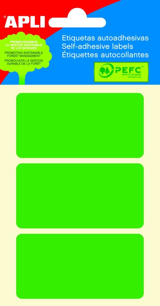 APLI Samolepicí etikety v sáčku 34 × 67 mm - zelené