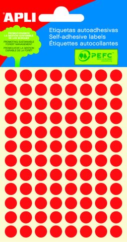 Obrázek produktu: APLI Samolepicí etikety v sáčku 8 mm - červené