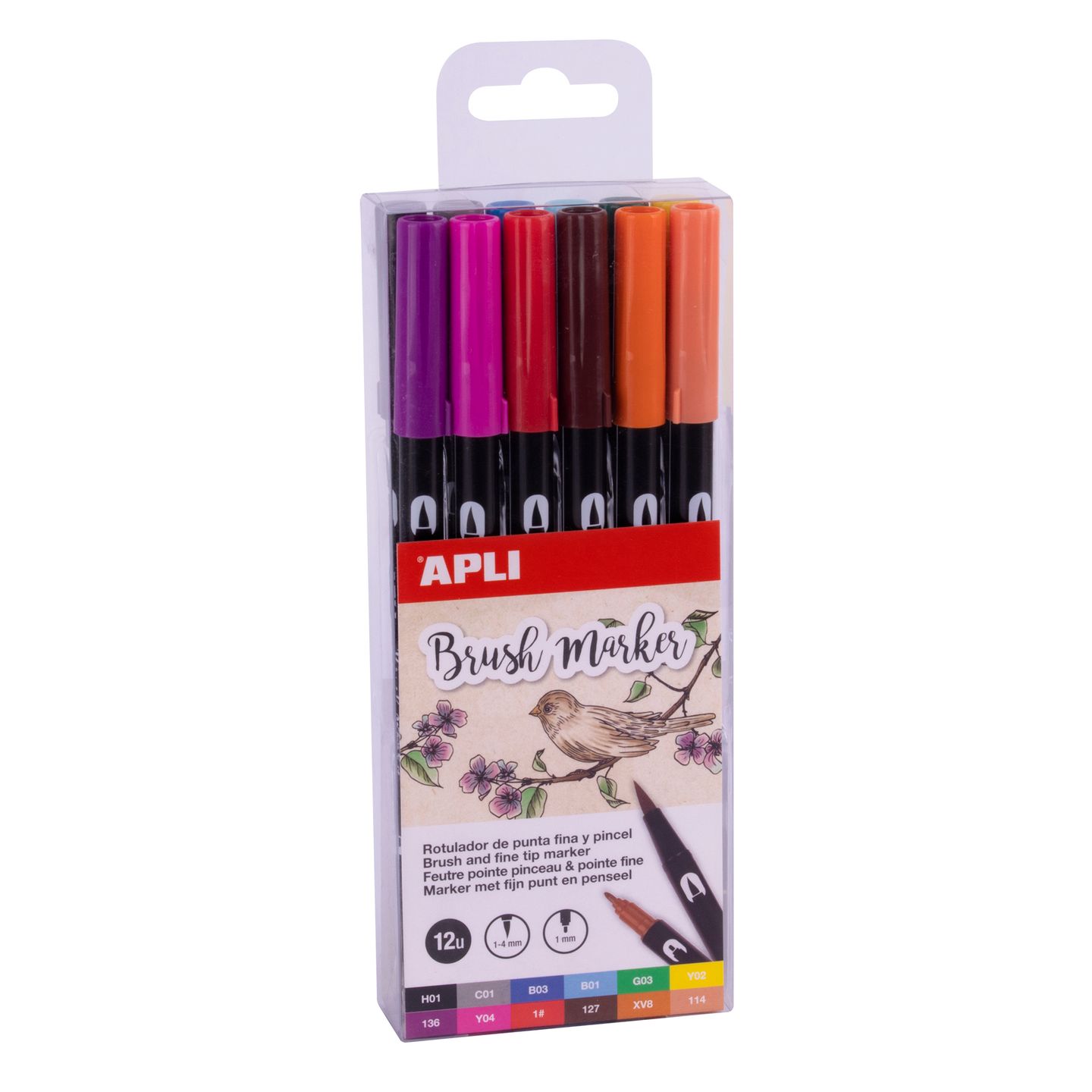 APLI Štětcové fixy BRUSH DUO - sada, 12 barev