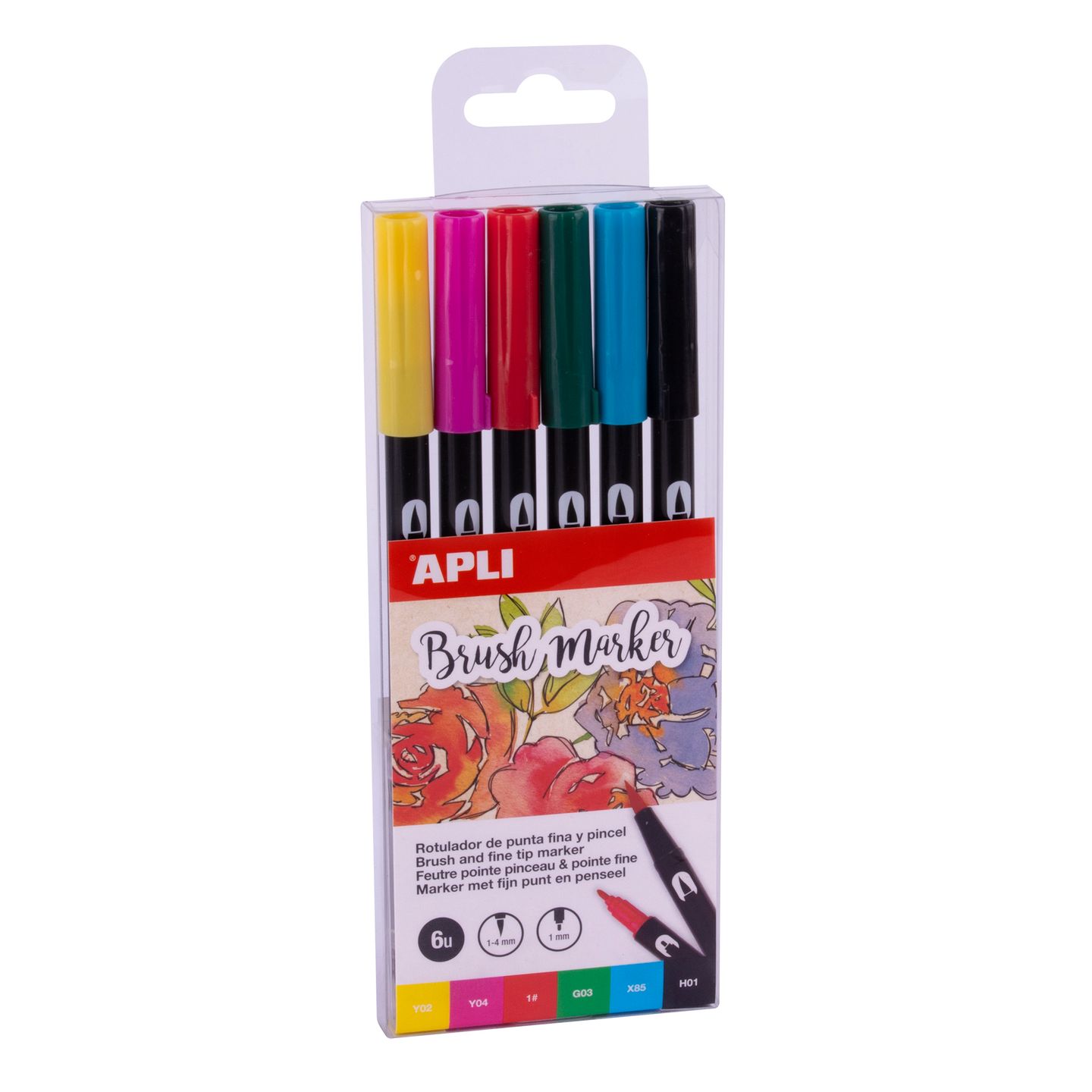 APLI Štětcové fixy BRUSH DUO - sada, 6 barev