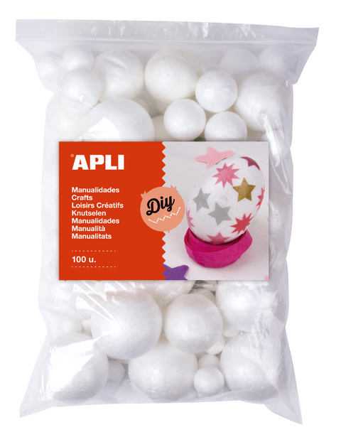 Obrázek produktu: APLI Velká sada polystyrenové kuličky, mix velikostí - 100 ks