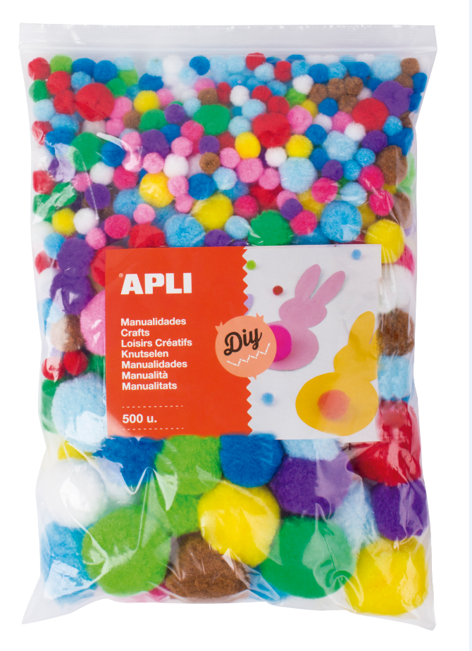 APLI Velká sada - Pom-pom kuličky, mix velikostí - 500 ks