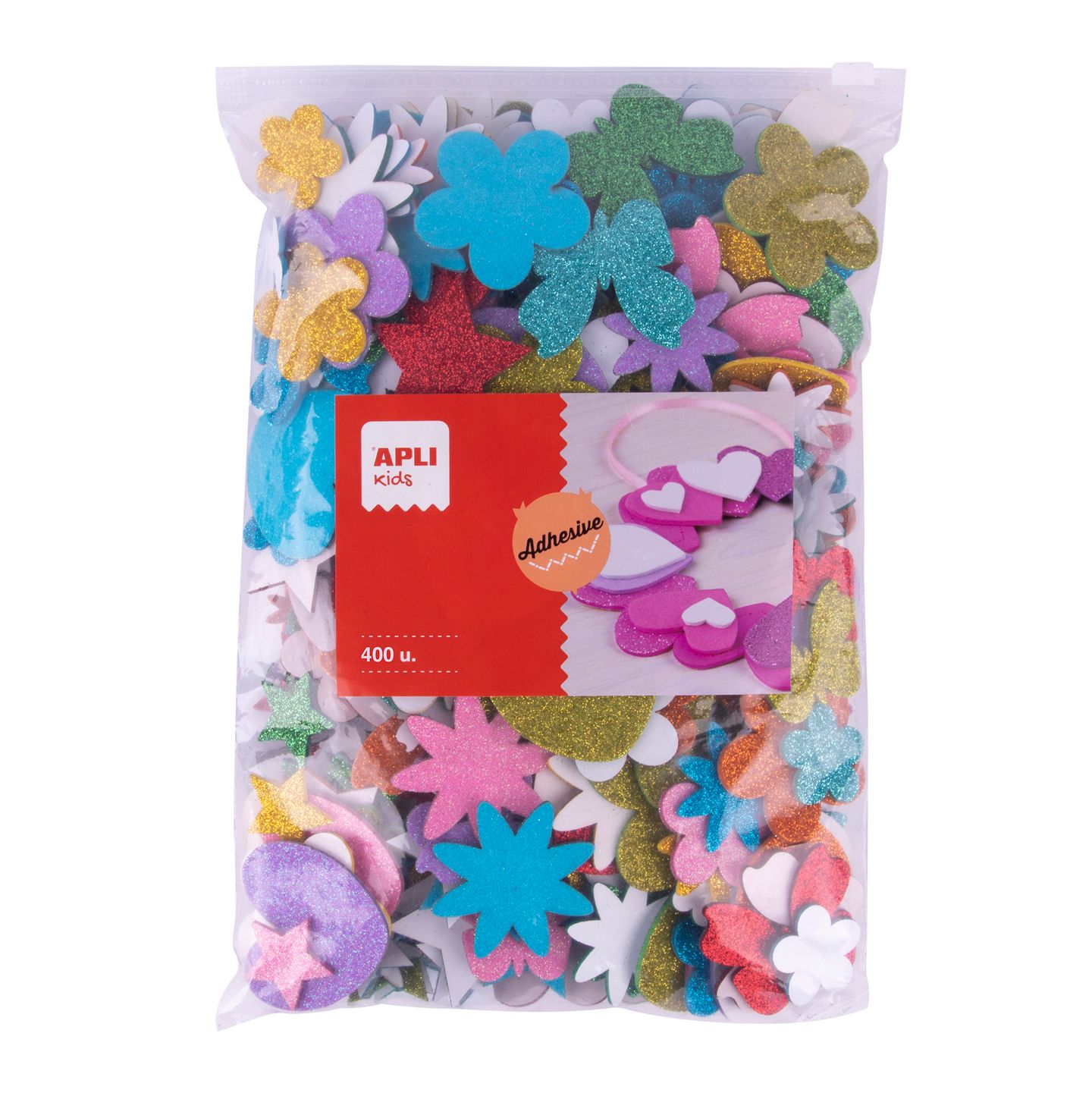 APLI Velká sada tvarová pěnovka - samolepicí, mix tvarů a barev - 450 ks