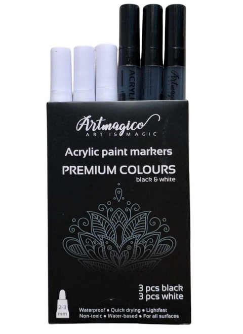 Obrázek produktu: Artmagico akrylový popisovač sada černá a bílá 2-3 mm