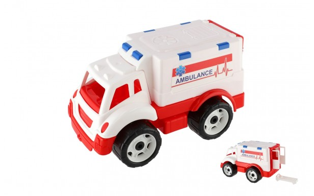 Teddies Auto ambulance plast na volný chod v síťce 20x19x32cm