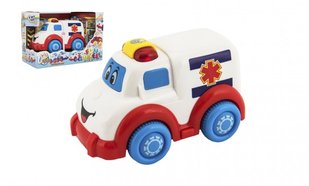 Auto ambulance pro nejmenší plast 15cm na volný chod na bat. se světlem se zvukem