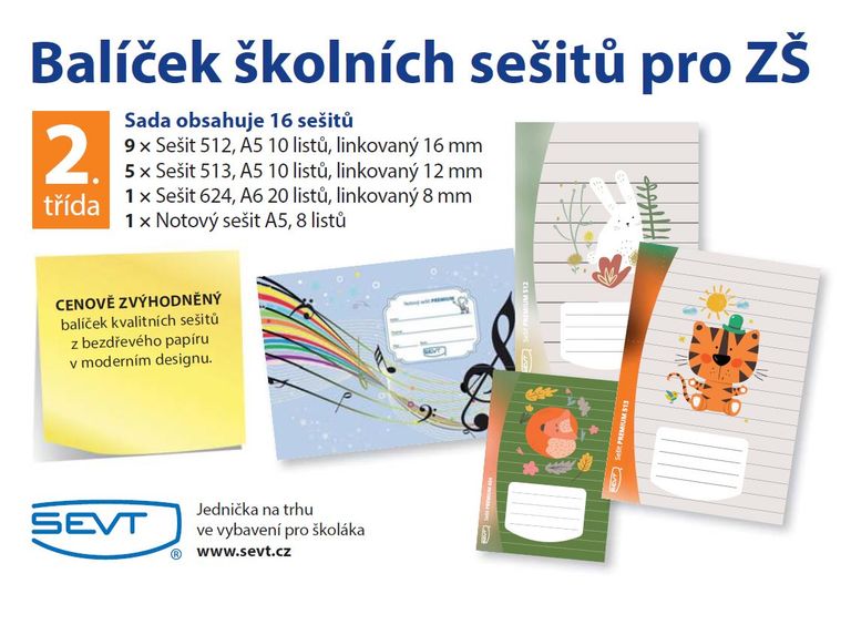 Levně Balíček školních sešitů pro 2. třídu ZŠ