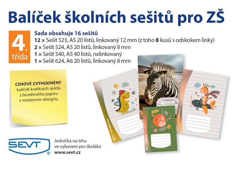 Levně Balíček školních sešitů pro 4. třídu ZŠ