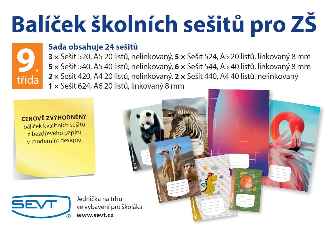 Balíček školních sešitů pro 9. třídu ZŠ