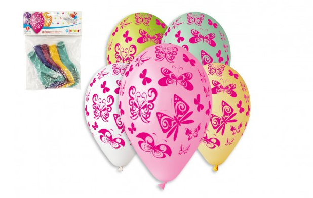 Balonky nafukovací - motýl průměr 30 cm, 5 ks