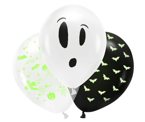 Obrázek produktu: Balónky s potiskem Halloween svítící ve tmě 3 ks