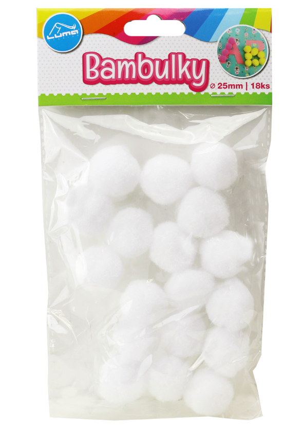 Bambulky bílé, 18ks 25mm LUMA LUMA trading s.r.o.