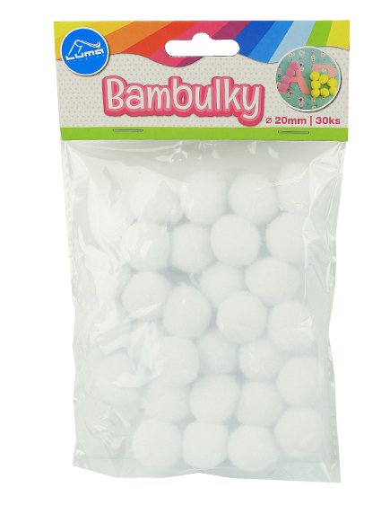 Bambulky bílé 20 mm - 30 ks