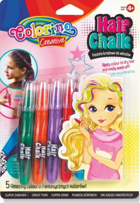 Barevné křídy na vlasy, Colorino - 5 barev
