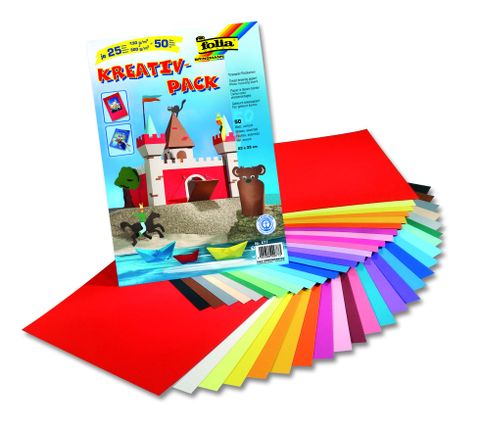 Obrázek produktu: Barevné papíry 23 × 33 cm - kreativní sada 50 ks (25 × 130 g, 25 × 300 g)