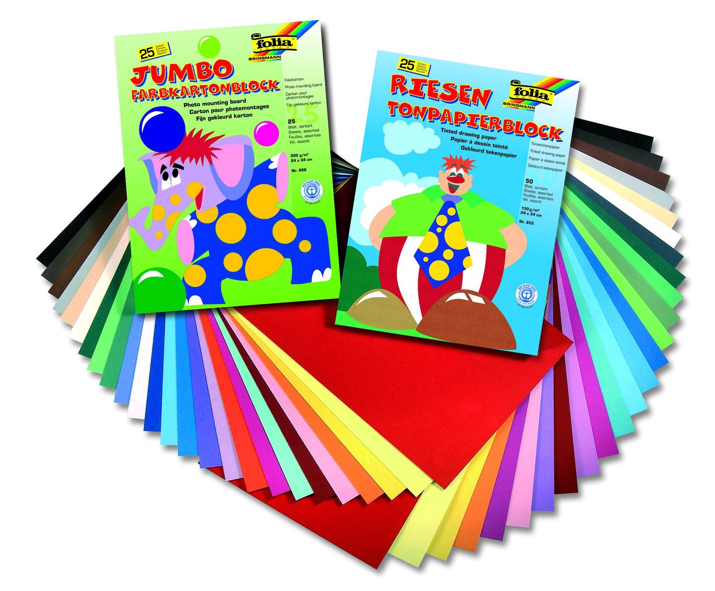 Barevné papíry 24 × 34 cm 130 g - sada 2 × 25 barev