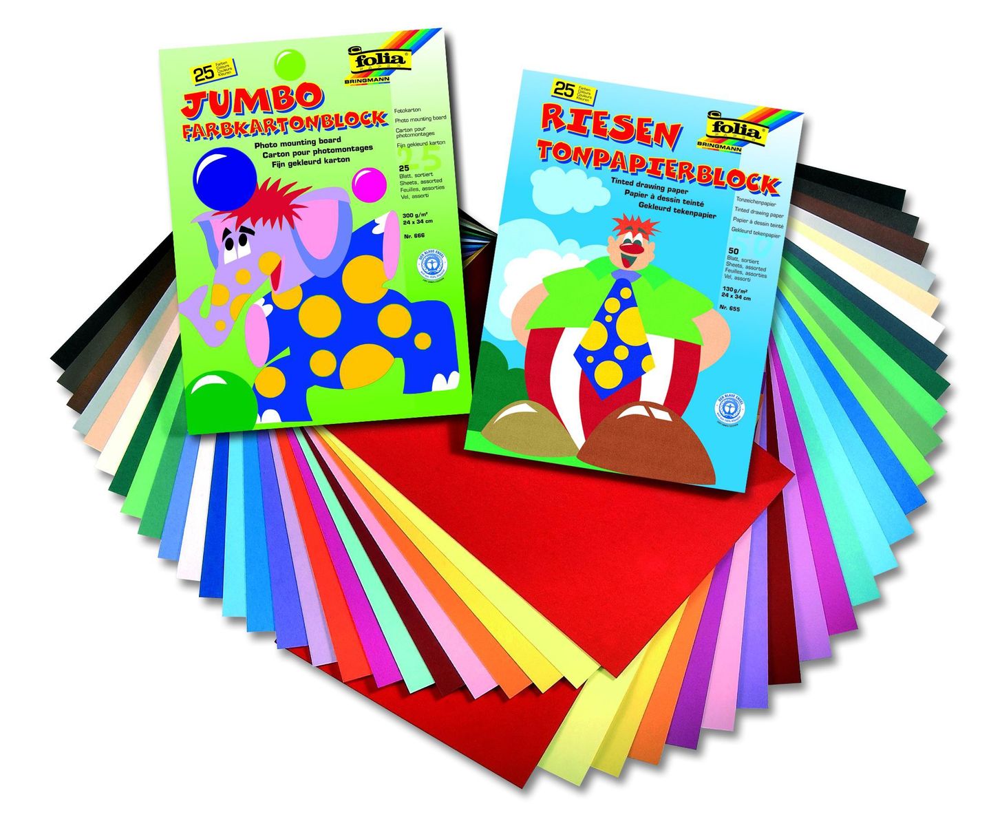 Barevné papíry 24 × 34 cm 300 g - sada 25 barev - 25 ks