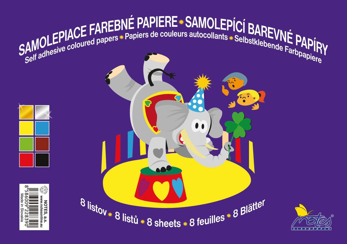 Barevné papíry samolepicí A5 8 listů