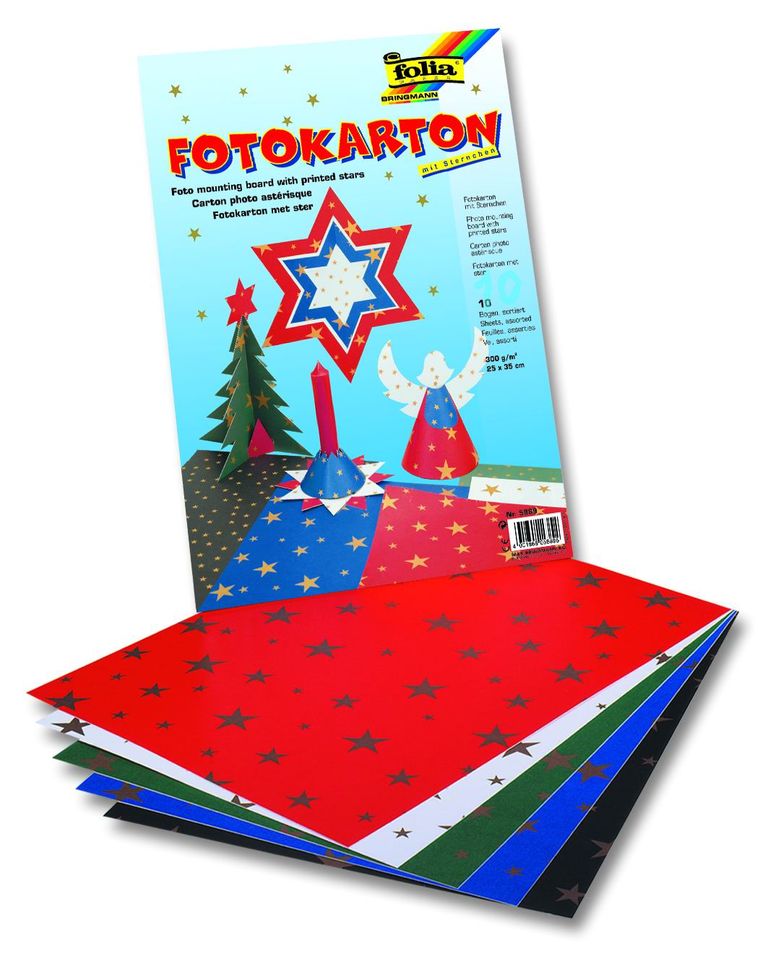 Barevný papír 25 × 35 cm - hvězdičkovaný, 10 kusů (mix 2 × 5 barev)