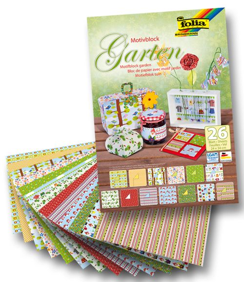 Barevný papír - 34 × 24 cm - motiv zahrada - 26 listů