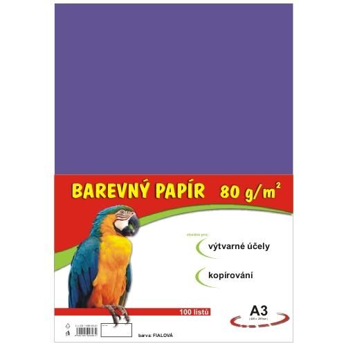Levně Barevný papír A3 80 g - 100 ks - fialový