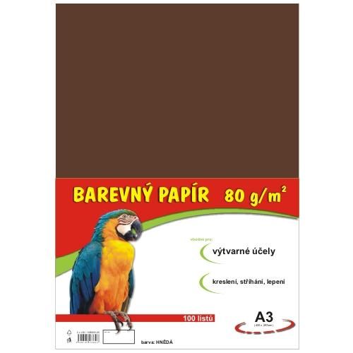 Levně Barevný papír A3 80 g - 100 ks - hnědý