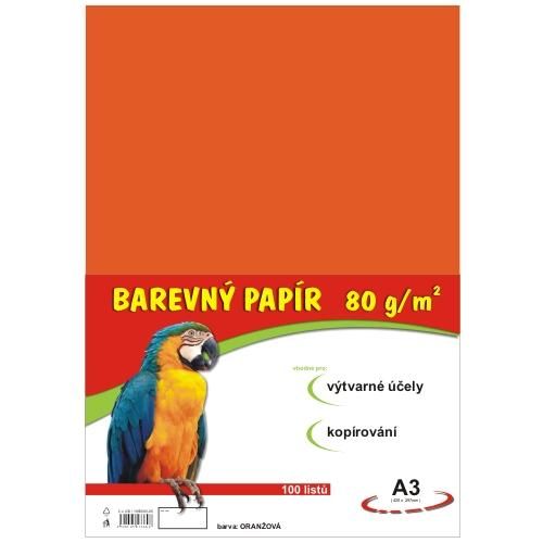 Levně Barevný papír A3 80 g - 100 ks - oranžový