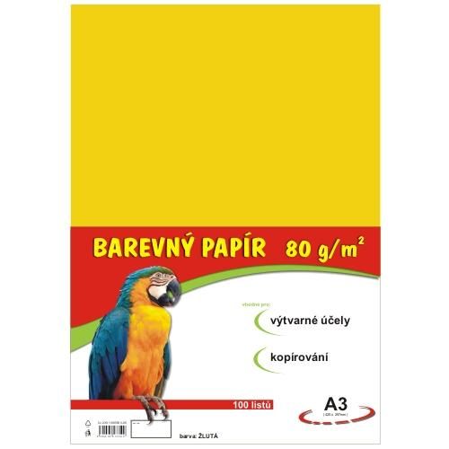 Levně Barevný papír A3 80 g - 100 ks - žlutý
