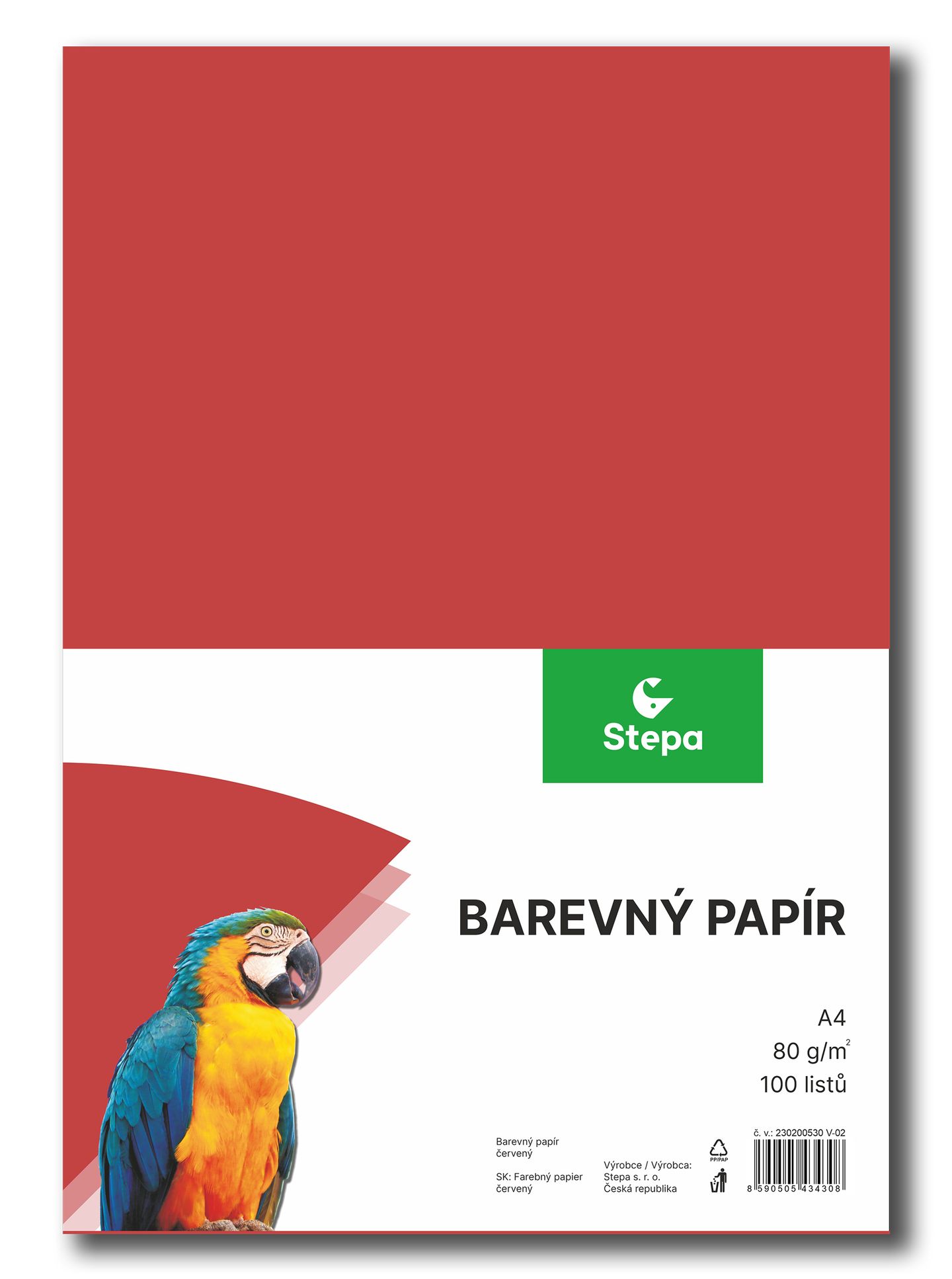 Barevný papír A4 80 g - 100 ks - červený