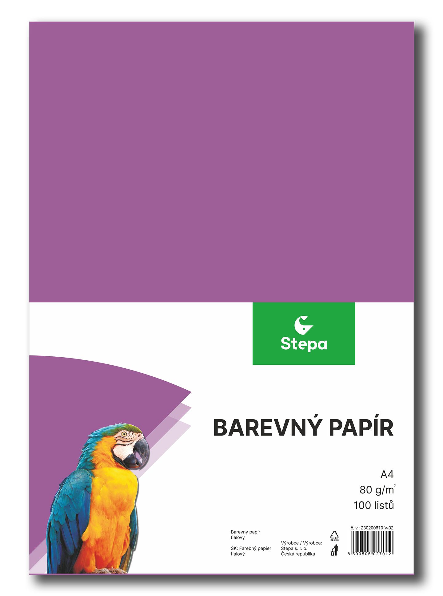 Barevný papír A4 80 g - 100 ks - fialový